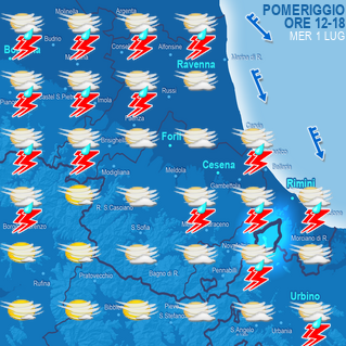 Mappa di previsione pomeriggio (ore 12-18)