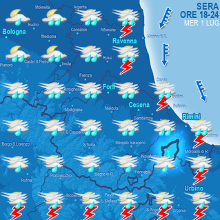 Mappa di previsione sera (ore 18-24)