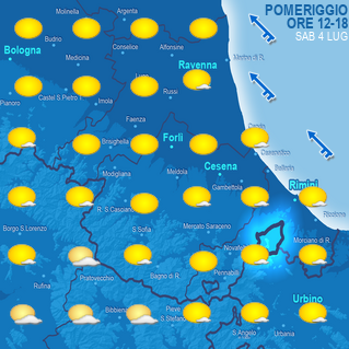 Mappa di previsione pomeriggio (ore 12-18)