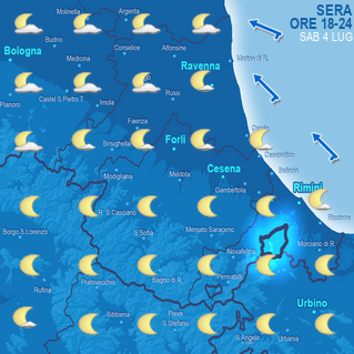Mappa di previsione sera (ore 18-24)