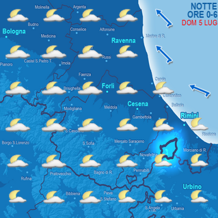 Mappa di previsione notte (ore 0-6)