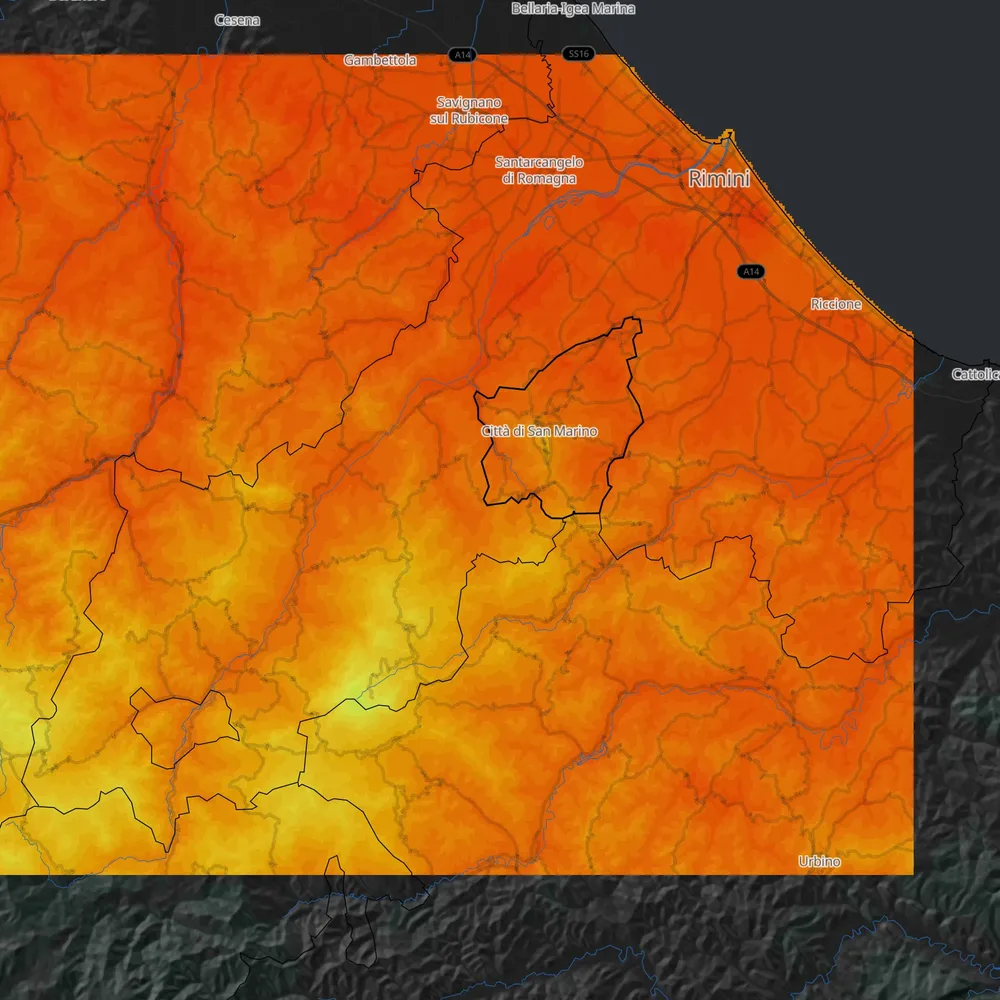 Campo termico osservato sul territorio sammarinese a 100 m di risoluzione
